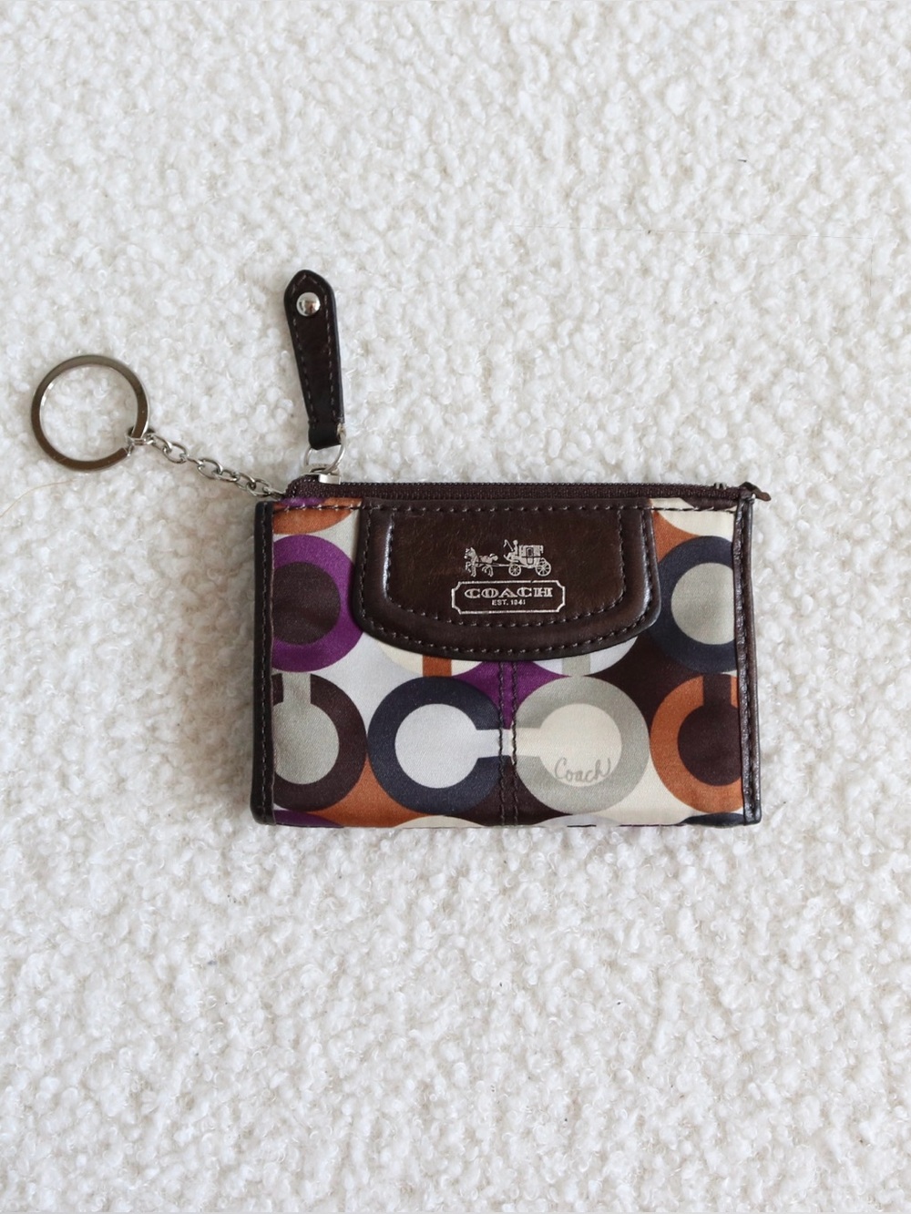 Coach Scarf Print Sateen Small Card Holder/Key Holder